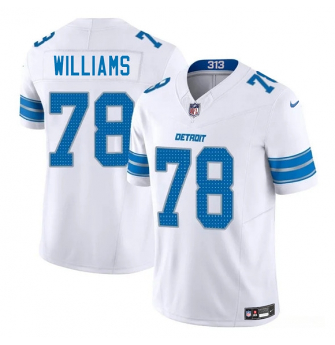 Men's Detroit Lions #78 Tyleik Williams White 2025 Draft F.U.S.E. Vapor Limited Football Stitched Jersey