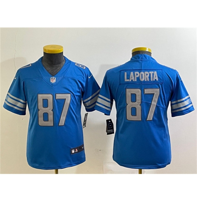 Women's Detroit Lions #87 Sam LaPorta Blue Vapor Limited Stitched Football Jersey