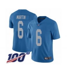Men's Detroit Lions #6 Sam Martin Blue Alternate Vapor Untouchable Limited Player 100th Season Football Jersey