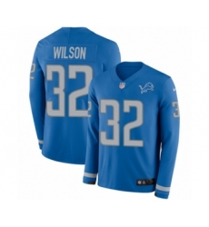 Youth Nike Detroit Lions #32 Tavon Wilson Limited Blue Therma Long Sleeve NFL Jersey