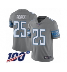 Men's Detroit Lions #25 Theo Riddick Limited Steel Rush Vapor Untouchable 100th Season Football Jersey
