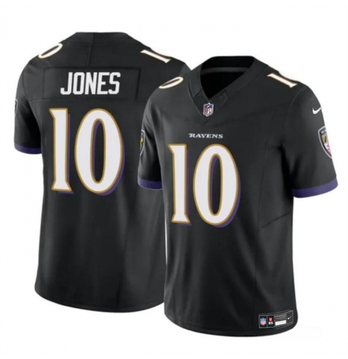 Men's Baltimore Ravens #10 Emory Jones Black 2023 F.U.S.E Vapor Limited Football Jersey