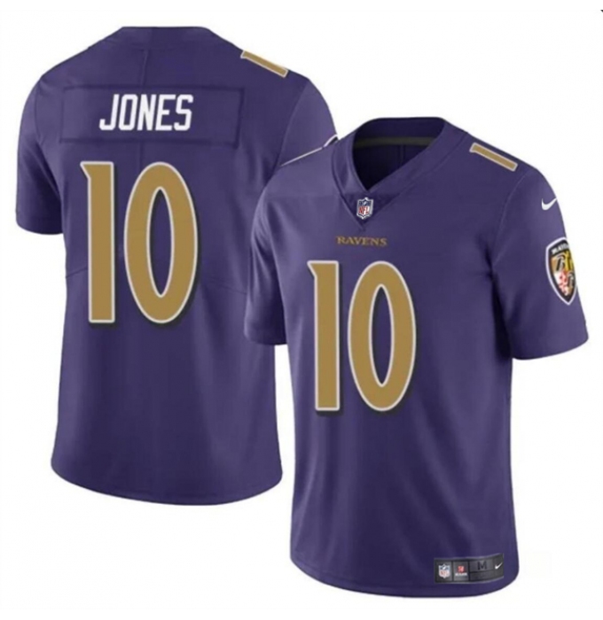 Men's Baltimore Ravens #10 Emory Jones Purple Vapor Limited Football Jersey