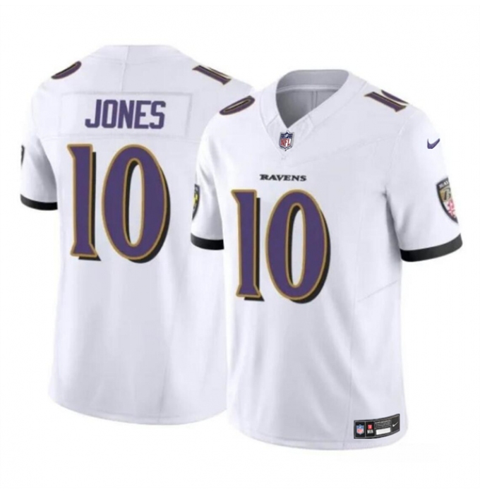 Men's Baltimore Ravens #10 Emory Jones White 2023 F.U.S.E Vapor Limited Football Jersey