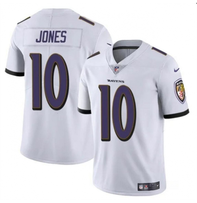 Men's Baltimore Ravens #10 Emory Jones White Vapor Limited Football Jersey