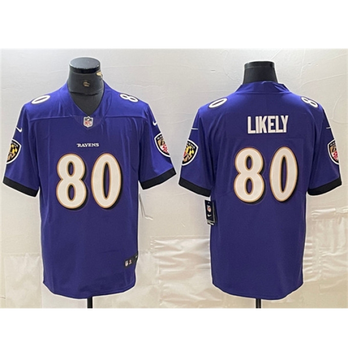 Men's Baltimore Ravens #80 Isaiah Likely Purple Vapor Limited Football Limited Jersey