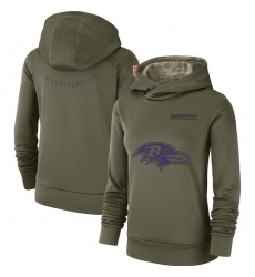 Women's Baltimore Ravens Nike Olive Salute to Service Sideline Therma Performance Pullover Hoodie