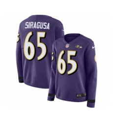 Women's Nike Baltimore Ravens #65 Nico Siragusa Limited Purple Therma Long Sleeve NFL Jersey