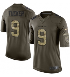 Youth Nike Baltimore Ravens #9 Justin Tucker Elite Green Salute to Service NFL Jersey
