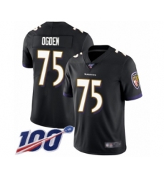 Men's Baltimore Ravens #75 Jonathan Ogden Black Alternate Vapor Untouchable Limited Player 100th Season Football Jersey