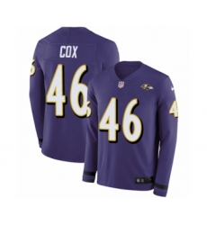 Men's Nike Baltimore Ravens #46 Morgan Cox Limited Purple Therma Long Sleeve NFL Jersey