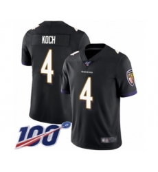 Men's Baltimore Ravens #4 Sam Koch Black Alternate Vapor Untouchable Limited Player 100th Season Football Jersey