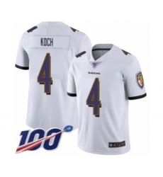 Men's Baltimore Ravens #4 Sam Koch White Vapor Untouchable Limited Player 100th Season Football Jersey