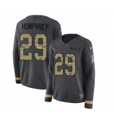 Women's Nike Baltimore Ravens #29 Marlon Humphrey Limited Black Salute to Service Therma Long Sleeve NFL Jersey