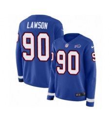 Women's Nike Buffalo Bills #90 Shaq Lawson Limited Royal Blue Therma Long Sleeve NFL Jersey