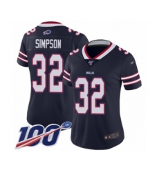 Women's Buffalo Bills #32 O. J. Simpson Limited Navy Blue Inverted Legend 100th Season Football Jersey