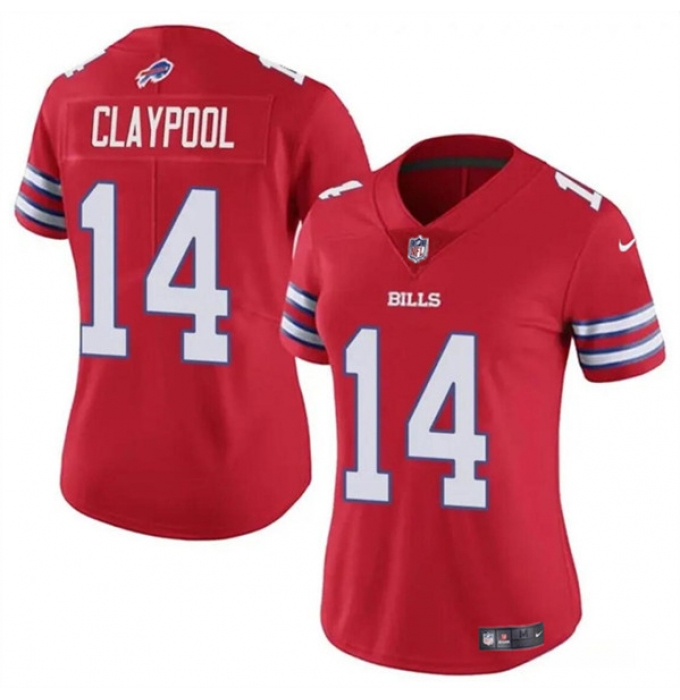 Women's Buffalo Bills #14 Chase Claypool Red Vapor Football Stitched Jersey(Run Small)