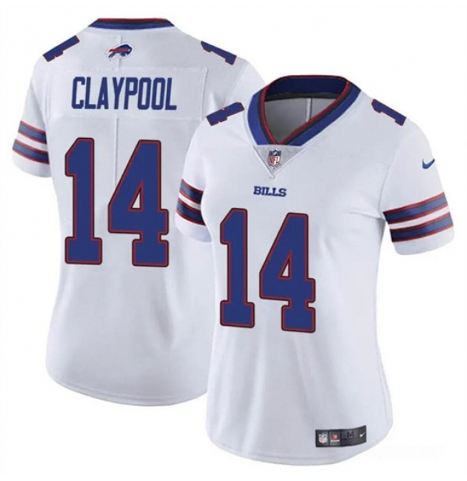 Women's Buffalo Bills #14 Chase Claypool White Vapor Football Stitched Jersey(Run Small)