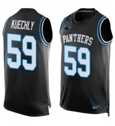 Men's Nike Carolina Panthers #59 Luke Kuechly Limited Black Player Name & Number Tank Top NFL Jersey