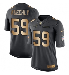 Men's Nike Carolina Panthers #59 Luke Kuechly Limited Black/Gold Salute to Service NFL Jersey