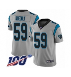 Youth Carolina Panthers #59 Luke Kuechly Silver Inverted Legend Limited 100th Season Football Jersey