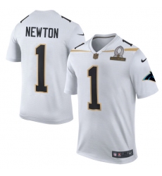 Men's Nike Carolina Panthers #1 Cam Newton Elite White Team Rice 2016 Pro Bowl NFL Jersey