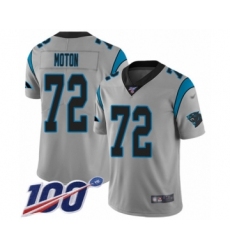 Youth Carolina Panthers #72 Taylor Moton Silver Inverted Legend Limited 100th Season Football Jersey