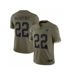 Men's Carolina Panthers #22 Christian McCaffrey 2022 Olive Salute To Service Limited Stitched Jersey