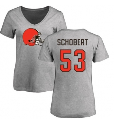 NFL Women's Nike Cleveland Browns #53 Joe Schobert Ash Name & Number Logo T-Shirt