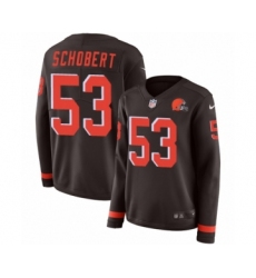 Women's Nike Cleveland Browns #53 Joe Schobert Limited Brown Therma Long Sleeve NFL Jersey