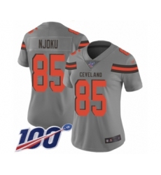 Women's Cleveland Browns #85 David Njoku Limited Gray Inverted Legend 100th Season Football Jersey