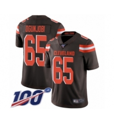 Men's Cleveland Browns #65 Larry Ogunjobi Brown Team Color Vapor Untouchable Limited Player 100th Season Football Jersey