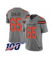 Youth Cleveland Browns #65 Larry Ogunjobi Limited Gray Inverted Legend 100th Season Football Jersey