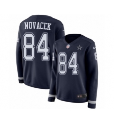 Women's Nike Dallas Cowboys #84 Jay Novacek Limited Navy Blue Therma Long Sleeve NFL Jersey