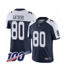 Men's Dallas Cowboys #80 Rico Gathers Navy Blue Throwback Alternate Vapor Untouchable Limited Player 100th Season Football Jersey