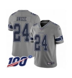 Men's Dallas Cowboys #24 Chidobe Awuzie Limited Gray Inverted Legend 100th Season Football Jersey