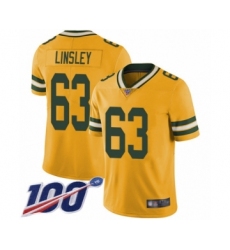 Youth Green Bay Packers #63 Corey Linsley Limited Gold Rush Vapor Untouchable 100th Season Football Jersey