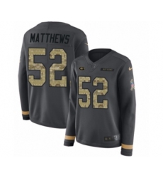 Women's Nike Green Bay Packers #52 Clay Matthews Limited Black Salute to Service Therma Long Sleeve NFL Jersey