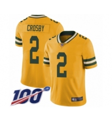 Youth Green Bay Packers #2 Mason Crosby Limited Gold Rush Vapor Untouchable 100th Season Football Jersey