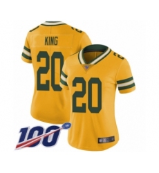 Women's Green Bay Packers #20 Kevin King Limited Gold Rush Vapor Untouchable 100th Season Football Jersey