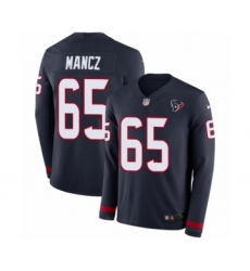 Youth Nike Houston Texans #65 Greg Mancz Limited Navy Blue Therma Long Sleeve NFL Jersey