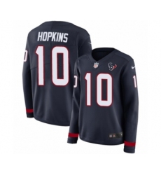 Women's Nike Houston Texans #10 DeAndre Hopkins Limited Navy Blue Therma Long Sleeve NFL Jersey