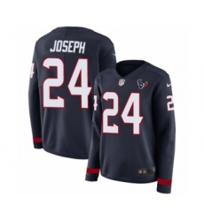 Women's Nike Houston Texans #24 Johnathan Joseph Limited Navy Blue Therma Long Sleeve NFL Jersey