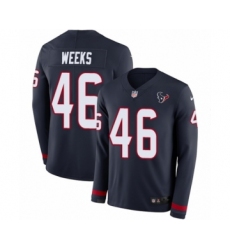 Youth Nike Houston Texans #46 Jon Weeks Limited Navy Blue Therma Long Sleeve NFL Jersey