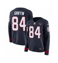 Women's Nike Houston Texans #84 Ryan Griffin Limited Navy Blue Therma Long Sleeve NFL Jersey