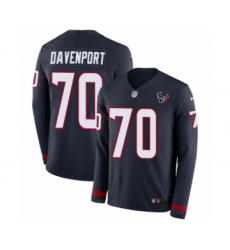 Men's Nike Houston Texans #70 Julien Davenport Limited Navy Blue Therma Long Sleeve NFL Jersey