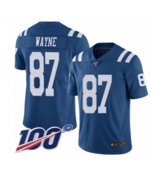 Men's Indianapolis Colts #87 Reggie Wayne Limited Royal Blue Rush Vapor Untouchable 100th Season Football Jersey