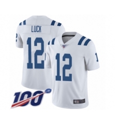 Men's Nike Indianapolis Colts #12 Andrew Luck White Vapor Untouchable Limited Player 100th Season NFL Jersey
