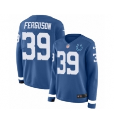 Women's Nike Indianapolis Colts #39 Josh Ferguson Limited Blue Therma Long Sleeve NFL Jersey
