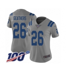 Women's Indianapolis Colts #26 Clayton Geathers Limited Gray Inverted Legend 100th Season Football Jersey